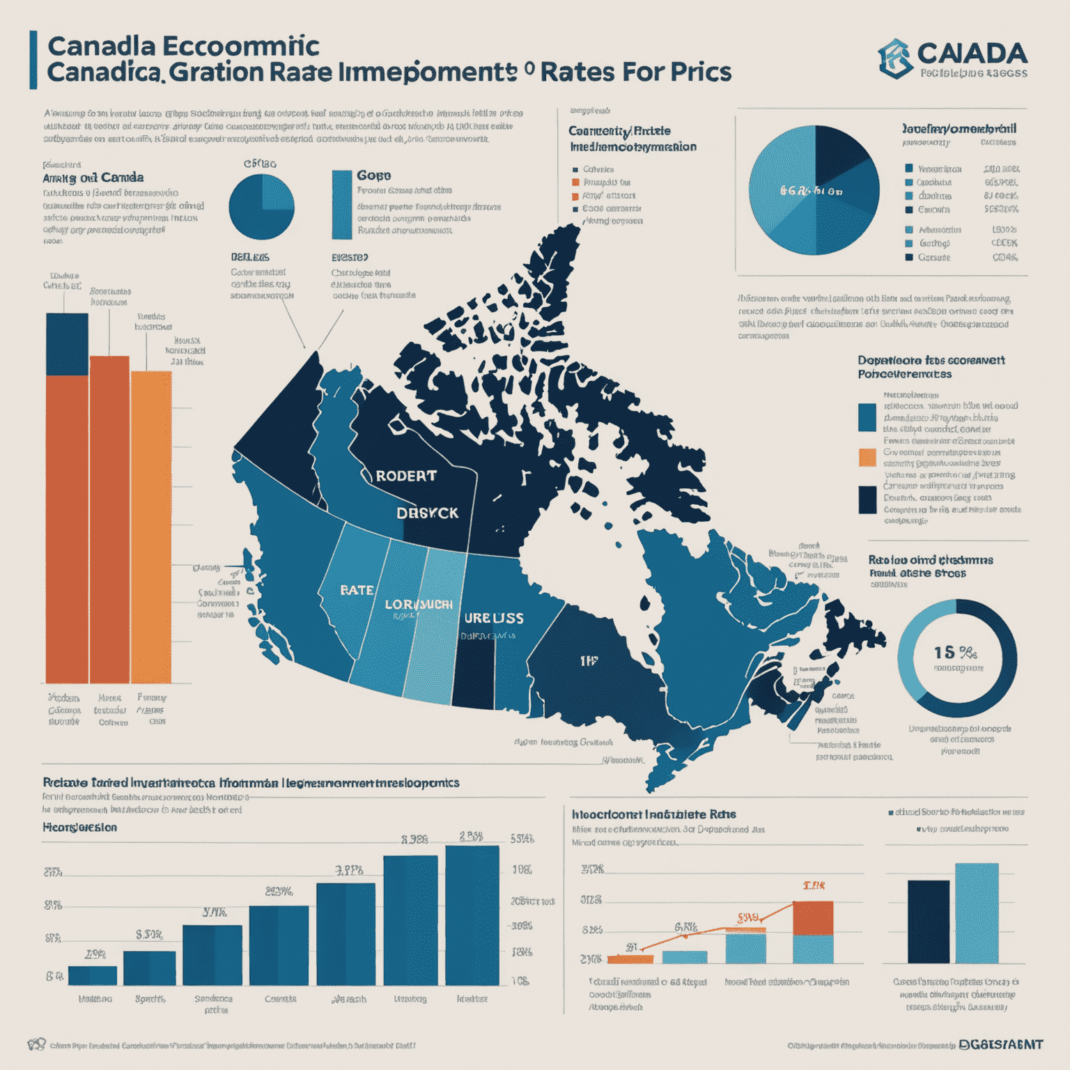 A chart showing key economic indicators for Canada, including GDP growth, unemployment rate, inflation rate, and housing prices