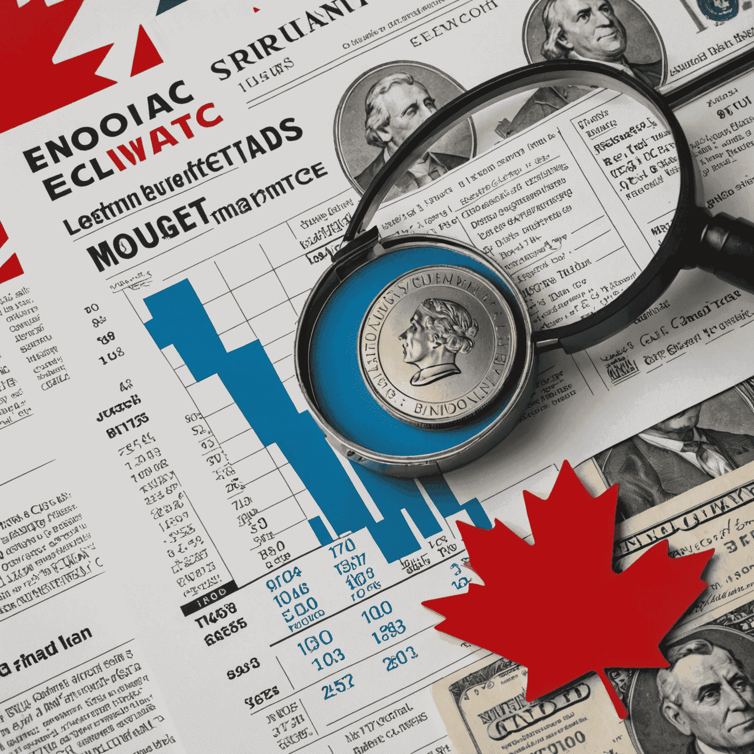 An image depicting economic news and trends in Canada, such as a stock market graph or money.